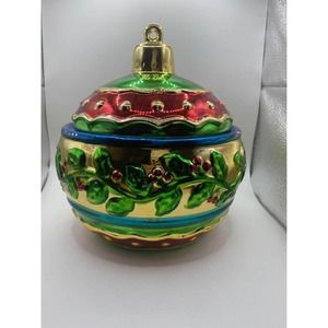 Style Eyes by Baum Bros Christmas Cookie Candy Jar Metallic Porcelain Container